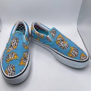 Vans Skate Slip-On shoes Bright Synth Blue Flame Dice Men's Sz 7 Rare